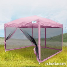 Quictent 10x10 Ez Pop up Canopy with Netting Screen House Instant Gazebo Party Tent Mesh Sides Walls With Carry BAG Tan